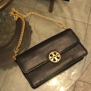 Tory Burch black wristlet/shoulder bag with Tory Burch card case
